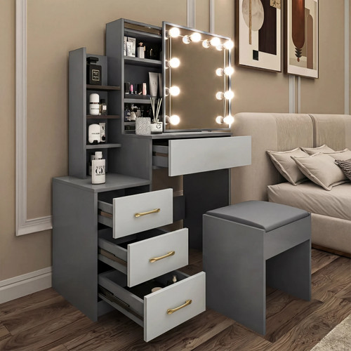Dressing table with - dressing, mirror