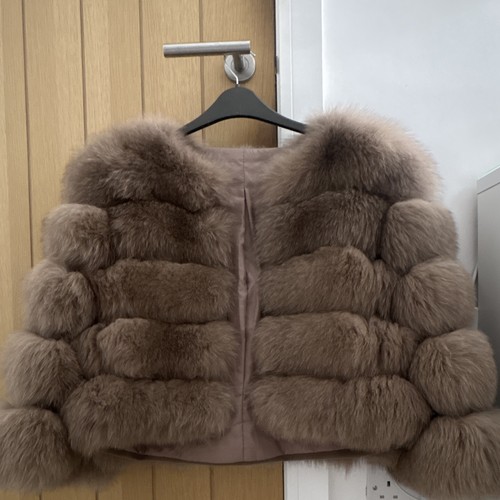 Women brown real - fur, row