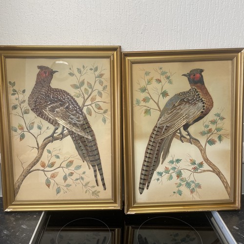 Pair french featherwork - of,