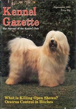 TIBETAN TERRIER DOG on Cover of the KENNEL GAZETTE September 1985 KC Publication