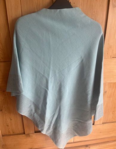 Blue knit poncho with - blue, sequin