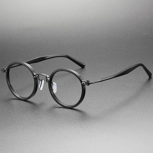 Retro black round titanium - retro,