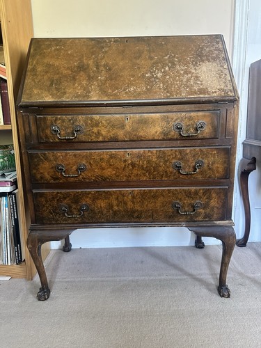 Antique walnut bureau writing - walnut,