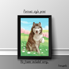 ALASKAN HUSKY PET DOG A4 PRINT