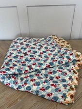 Vintage Quilted Throw Blanket Red & Blue floral throw Cottagecore Grannycore