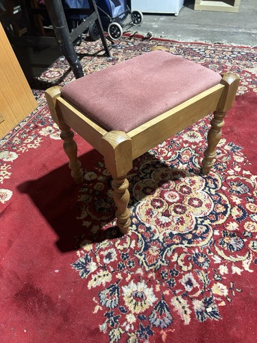 Pine wood dressing table - wood, stool