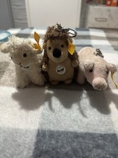 Steiff Keyring Bundle Sheep Pig And Hedgehog