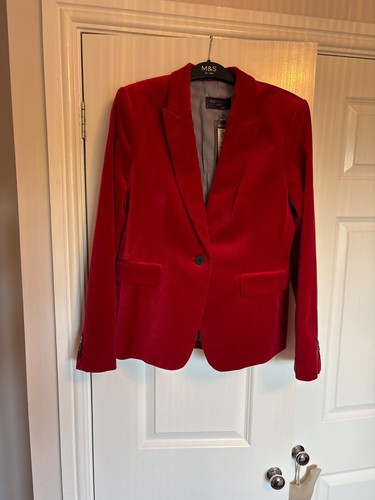 Ladies red velvet blazer - m&s,