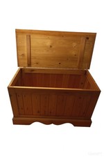 Oak Chest Trunk Storage Bench Ottoman Toy Box  Organizer with Safety Hinge