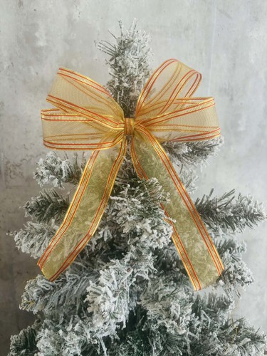 Gold red christmas bow - gold,