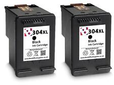 2 x Refilled 304 XL Black Ink Cartridges For HP Deskjet 2600 Printers