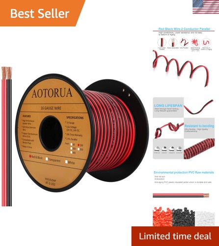 100ft 16awg red black - black, zip