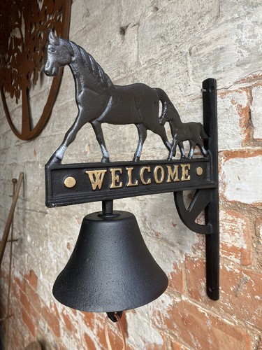 Cast iron horse welcome door - welcome,
