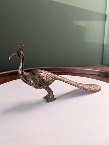 Brass peacock bird ornament - peacock,