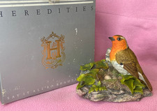 Robin Bird on Nest with Eggs Figurine By D. Suey 1988 - BOXED - by HEREDITIES