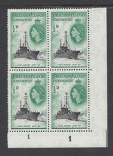 FIDS 1954 ½d JOHN BISCOE PLATE BLOCK OF 4 SHOWING “TOW-ROPE” FLAW. SG G26. UM