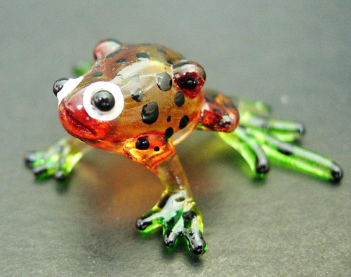 Miniature glass frog ornament - glass,
