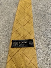 Men’s BOGGI Linen Tie R9 Yellow Patterned Classic style FREE P&P