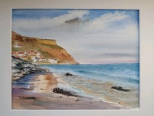 Original watercolour. Runswick Bay. Yorkshire.  Mounted.