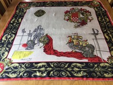 CLAUDE D’ARCY PARIS VINTAGE HAND ROLLED SILK SCARF.  VGC.  30 x 30 INCHES.  *