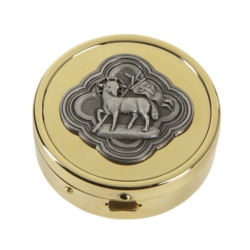 Solid brass agnus dei pyx - dei, with
