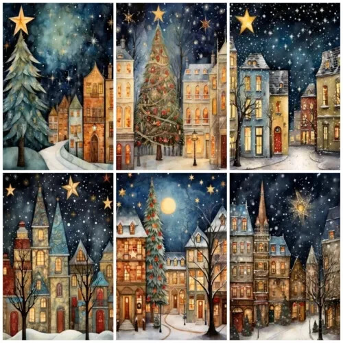 Starry christmas town - christmas,