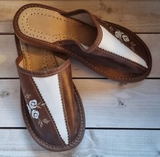 Women's Leather Slip On Slippers Ladies Mule Beach Size 5, EUR38, 24.5CM