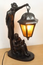 Vintage Widdop Bingham Table Lamp Resin Bronze Effect Street Lantern Man Boy
