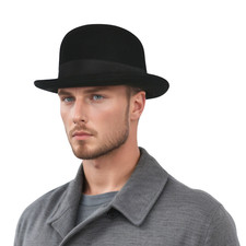 Black Wool Felt Bowler Hat –