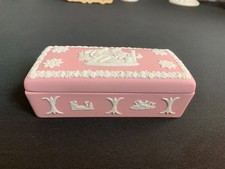 Vintage PINK Wedgwood Jasperware rectangle Trinket Pot