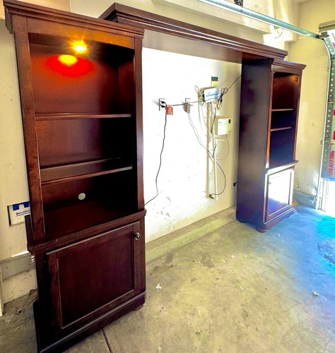 Dark wood entertainment center - wood,