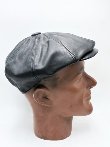 Leather newsboy cap medium - cap,