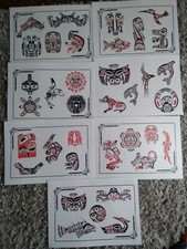 Native american tattoo flash laminated 7 sheets studio used good condition