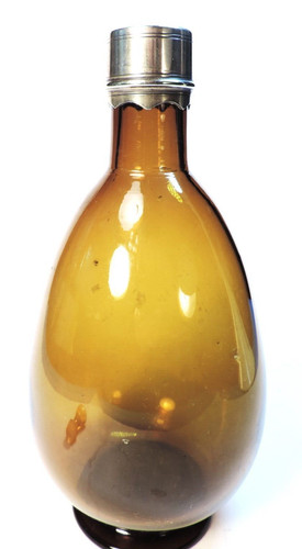 Antique amber glass decanter - glass,