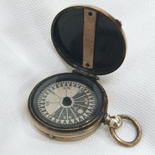 SINGERS PATENT POCKET COMPASS with Brass Hunter Case antique vintage c.1870