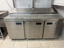 Polar 3 Door Refrigerated Counter with Work Top 368Ltr  open to off