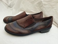 Jenny Luftpolster Women Slip On Leather black/brown Wide Fit Loafer/Shoes  5.5H