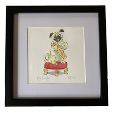 Limited Edition Pug Dog Print 'Pug Lovely' Clinton Banbury Signed Framed Giclee