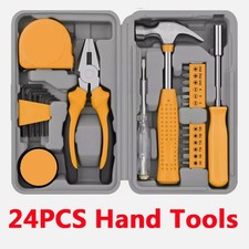 24Pcs Small Hand Tools Kit Set Mini DIY Household Home Repair Yellow With Box UK