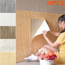 10 PCS Panel Wood Effect Wall Sticker Self Adhesive 3D Foam Wallpaper Waterproof