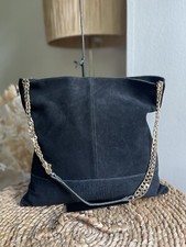 River Island black suede leather handbag hobo bag