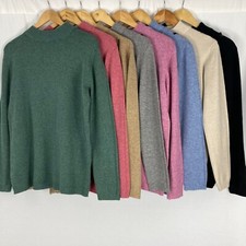 Womens Winter Wool & Cashmere Blend Mock Round Crew Neck Knitted Jumper Pullover