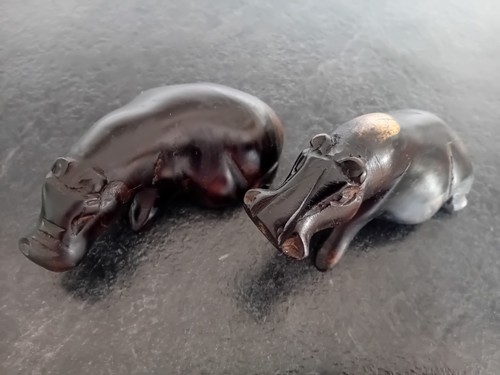 Two vintage hand carved wooden - two,