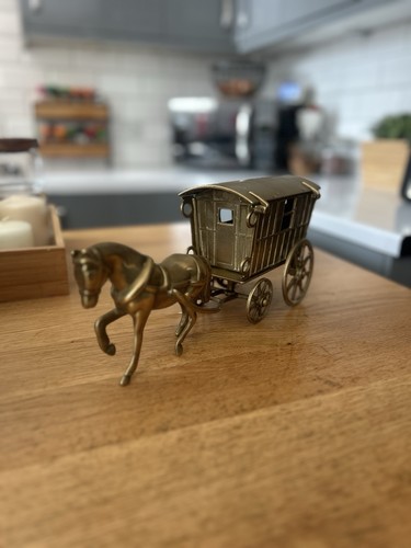 Antique brass horse and - brass,
