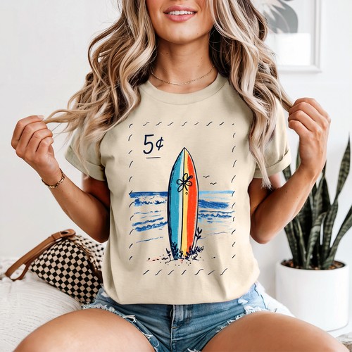 Retro surfboard womens shirt - retro, t-shirt