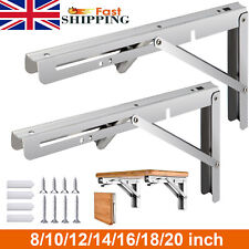 2 x Folding Brackets,Flip Down Table, Brackets Heavy Duty,Folding Shelves,Silver