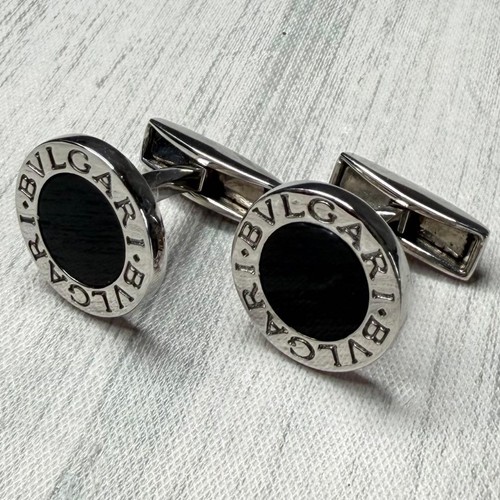 Bulgari onyx cufflinks mens - bulgari,