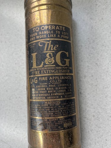 Old brass fire - brass, extinguisher.