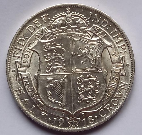1918 silver half crown coin - half,