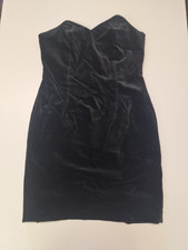 Vintage 80's Cocktail DEBUT Black Velvet Strapless Dress Size 14